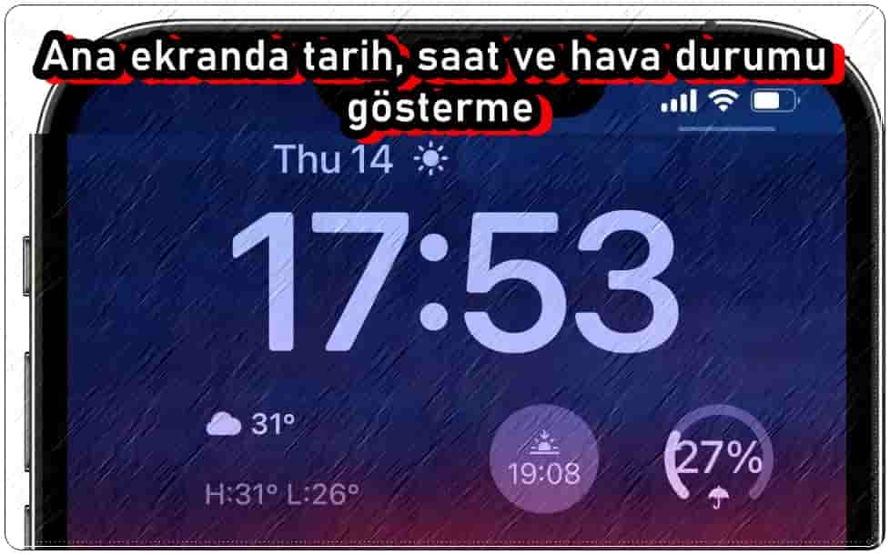 Ana Ekranda Tarih Saat Hava Durumu Gösterme