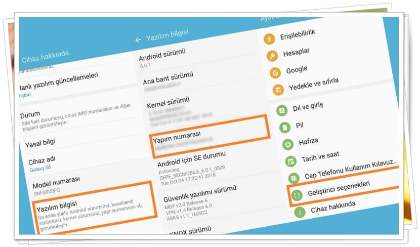 android gelistirici secenekleri acma1
