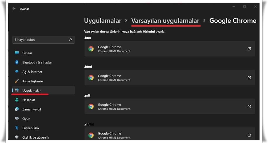 Windows 11'de Chrome varsayılan tarayıcı nasıl yapılır?