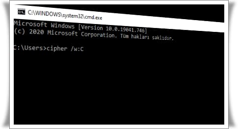 Cipher komutu ile bilgisayardaki dosyaları kalıcı olarak silme