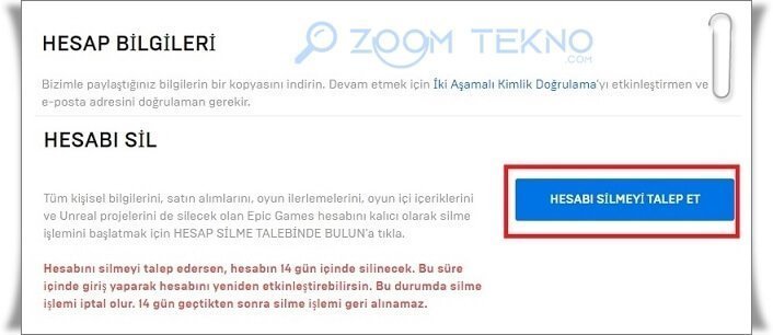 Epic Games Hesabı Nasıl Silinir?