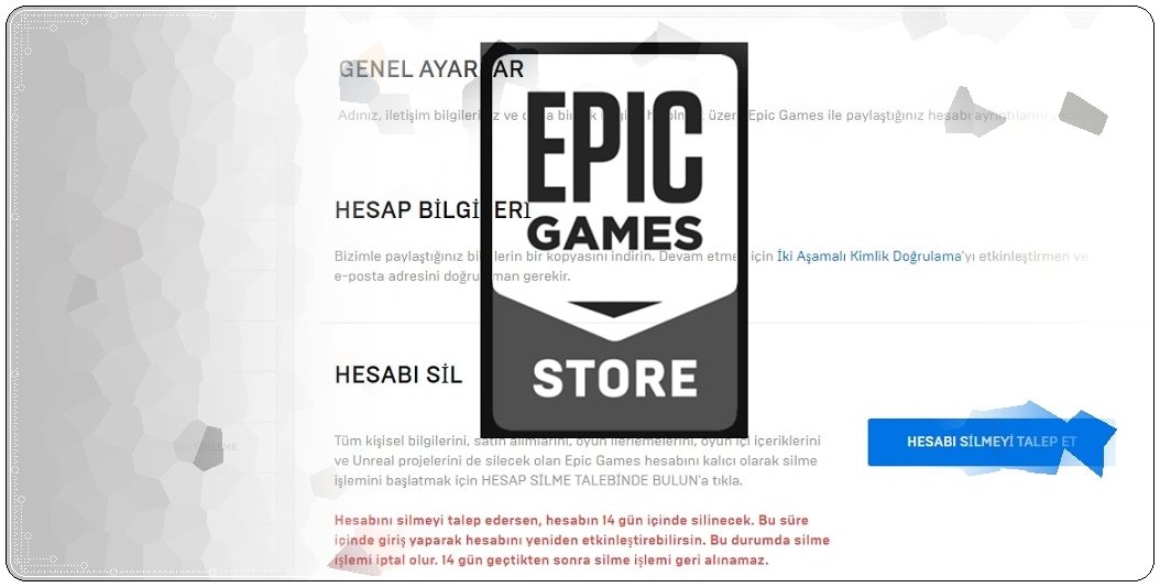 epic games hesabi nasil silinir