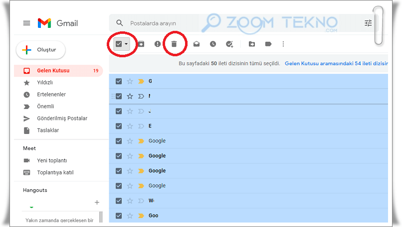 Gmail'de Gelen Postaları Topluca Silme