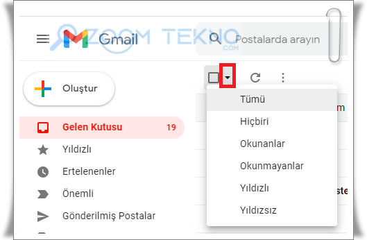 Gmail'de Gelen Postaları Topluca Silme