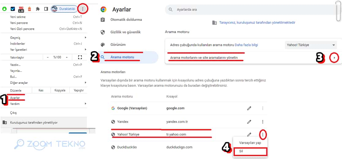 Google Chrome Arama Motoru Değiştirme ve Kaldırma