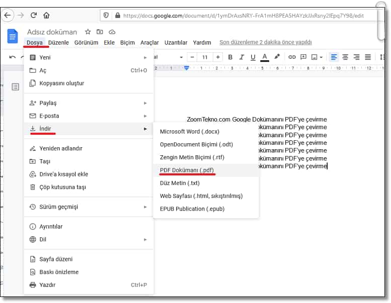 Bir Google Dokümanı PDF Haline Nasıl Getirilir?