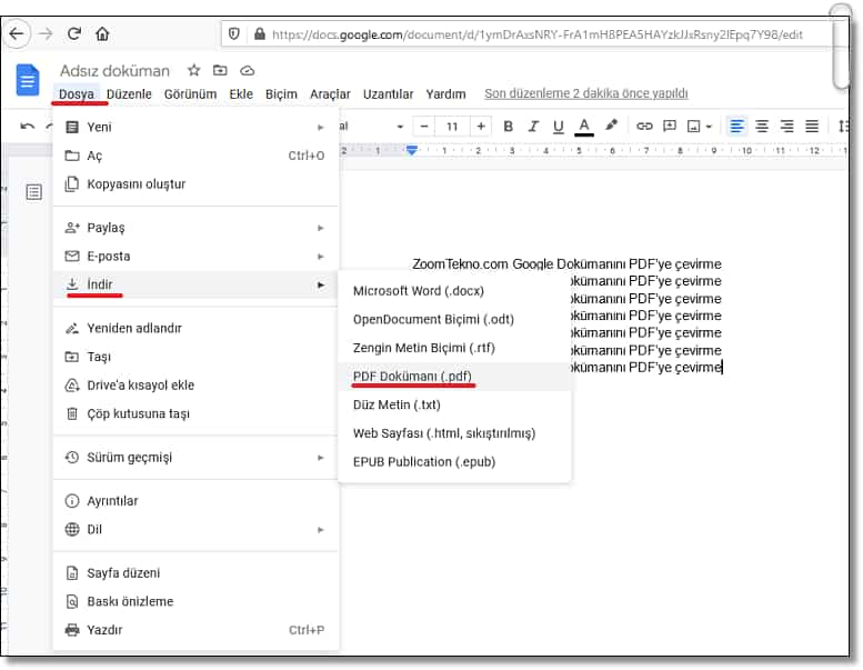 Bir Google Dokümanı PDF Haline Nasıl Getirilir?