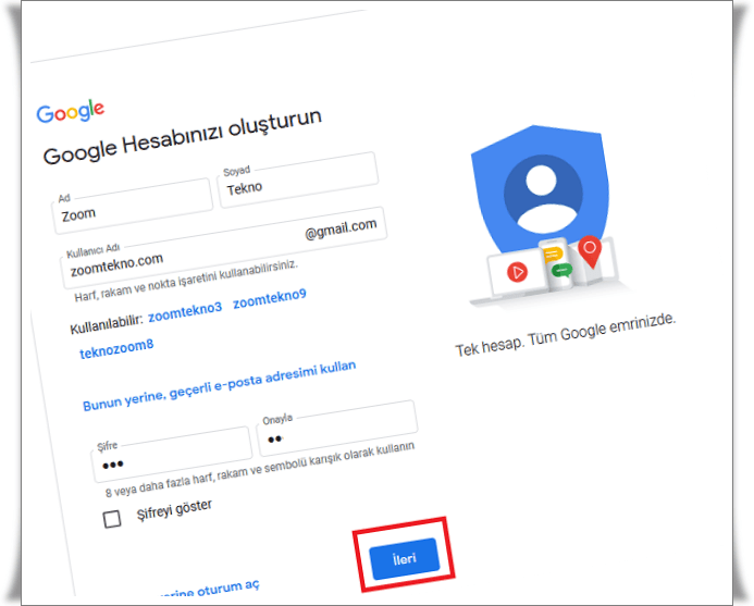 google hesabi nasil olusturulur 2