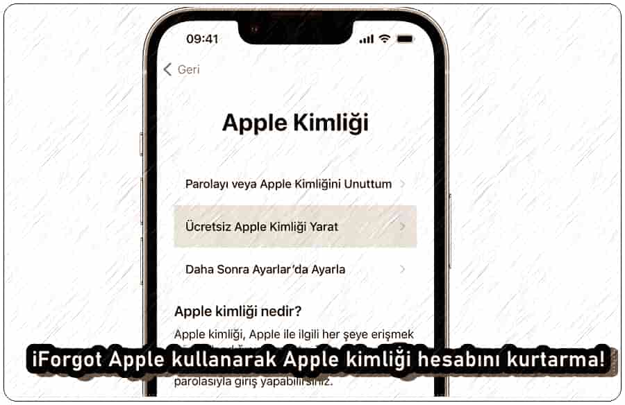 iForgot Apple kullanarak Apple Kimliği Hesabını Kurtarma