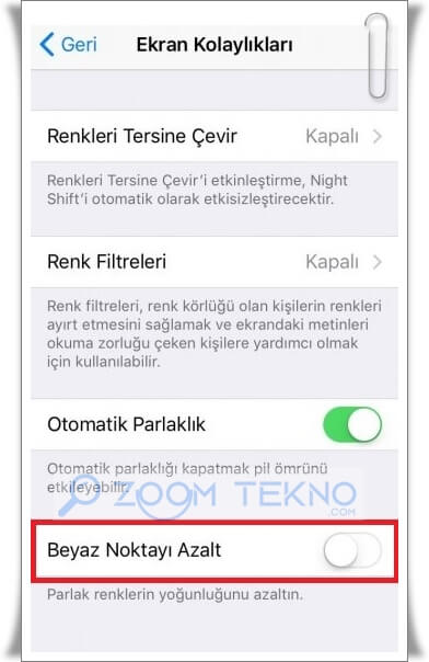 iPhone Ekran Parlaklığı Kendi Kendine Düşüyor