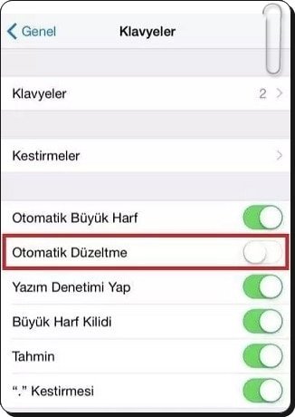 2 Basit Adımda iPhone Otomatik Düzeltmeyi Kapatma!