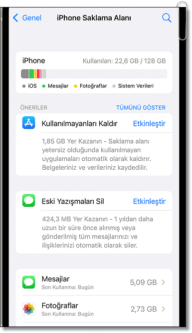 iPhone Saklama Alanındaki Sistem Verileri Bölümü Nedir?