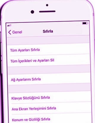 iPhone Sıfırlama seçenekleri