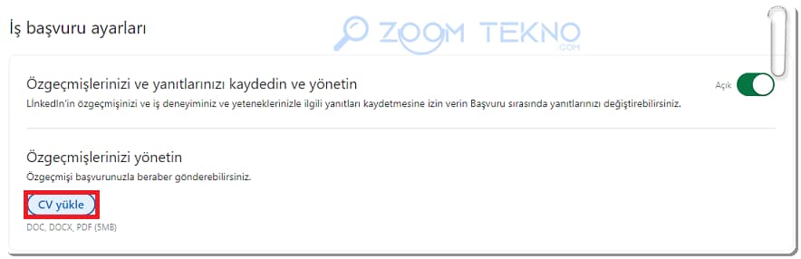 LinkedIn CV yükleme