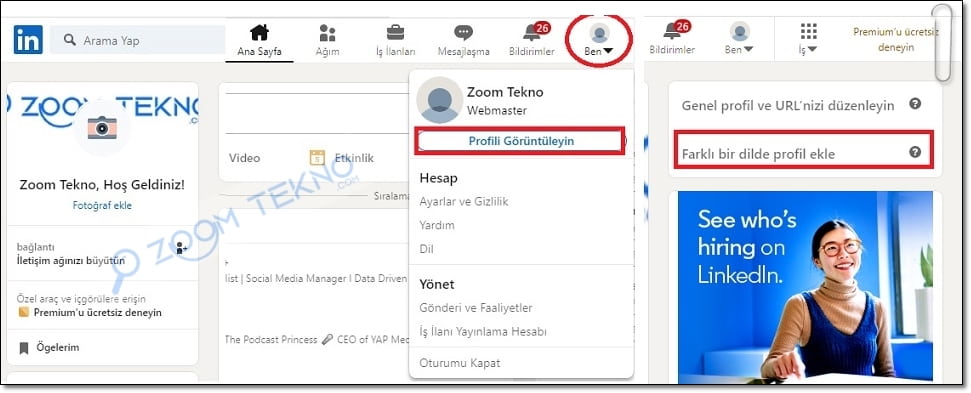 linkedin farkli dilde profil olusturma 2