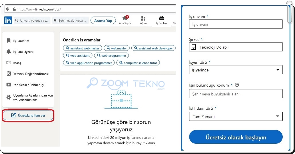 linkedin ucretsiz is ilani 1