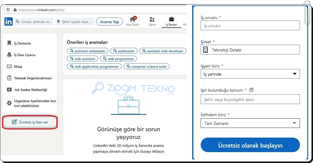 linkedin ucretsiz is ilani 1
