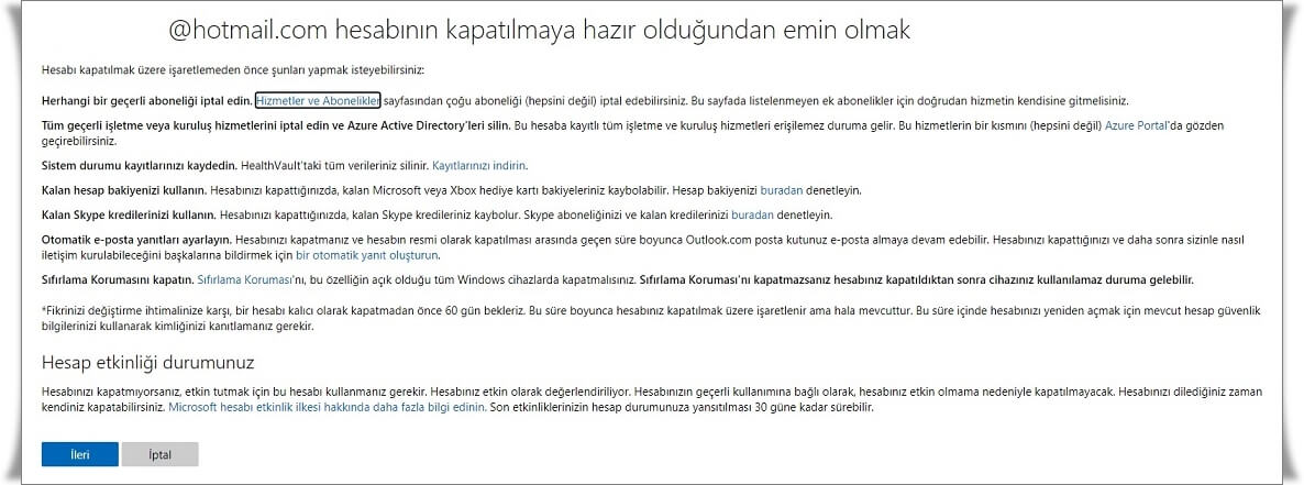 Microsoft Hesabı Nasıl Silinir?