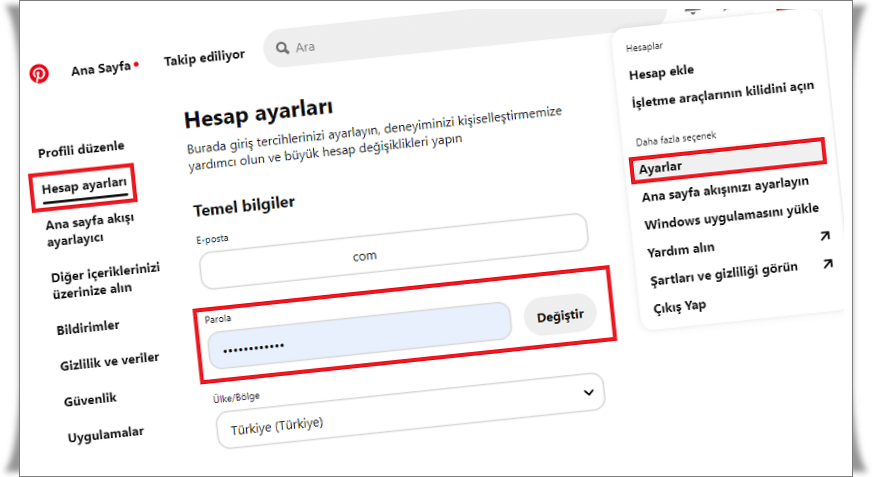 Pinterest Şifresi Nasıl Değiştirilir?