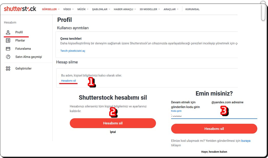 3 Basit Adımda ShutterStock Hesap Silme!