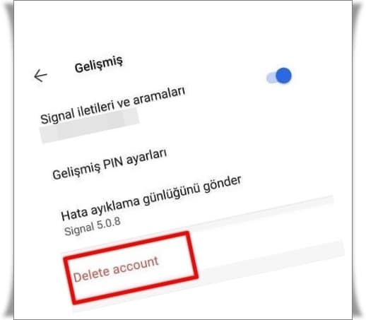 signal hesap silme 2