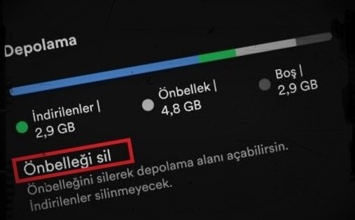 spotify onbellek silme 3