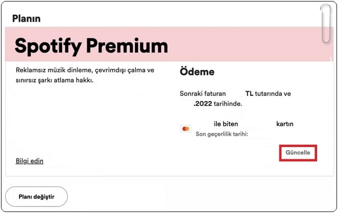 Spotify ödeme yöntemi nasıl değiştirilir?