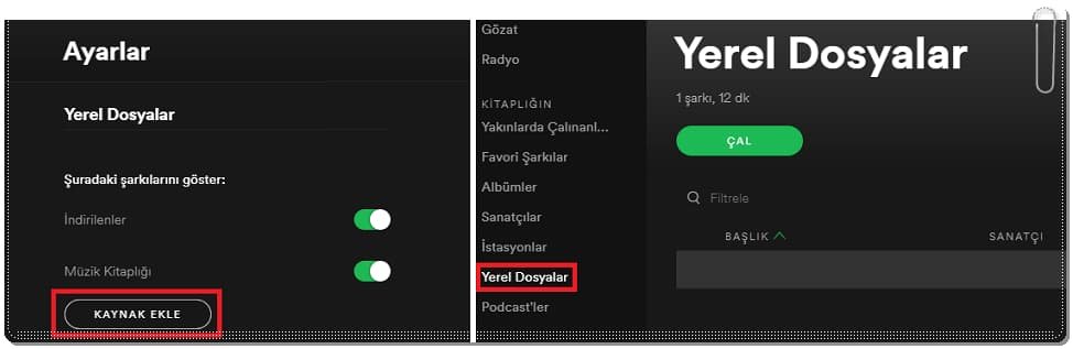 Spotify Yerel Dosyalar nasıl eklenir?