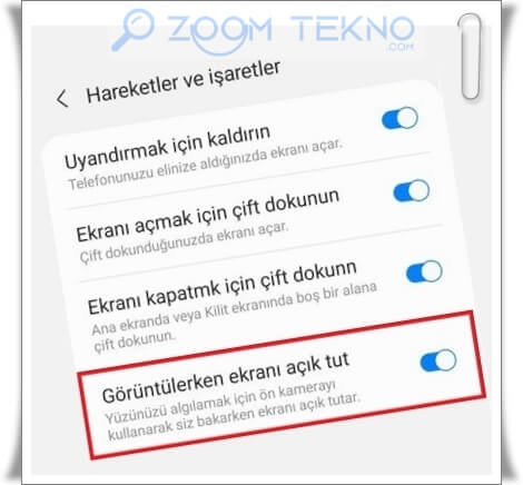 Telefona Bakarken Ekranın kapanmaması için ne yapmalıyım?