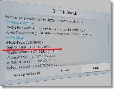 tv model ve seri numarasi ogrenme 3
