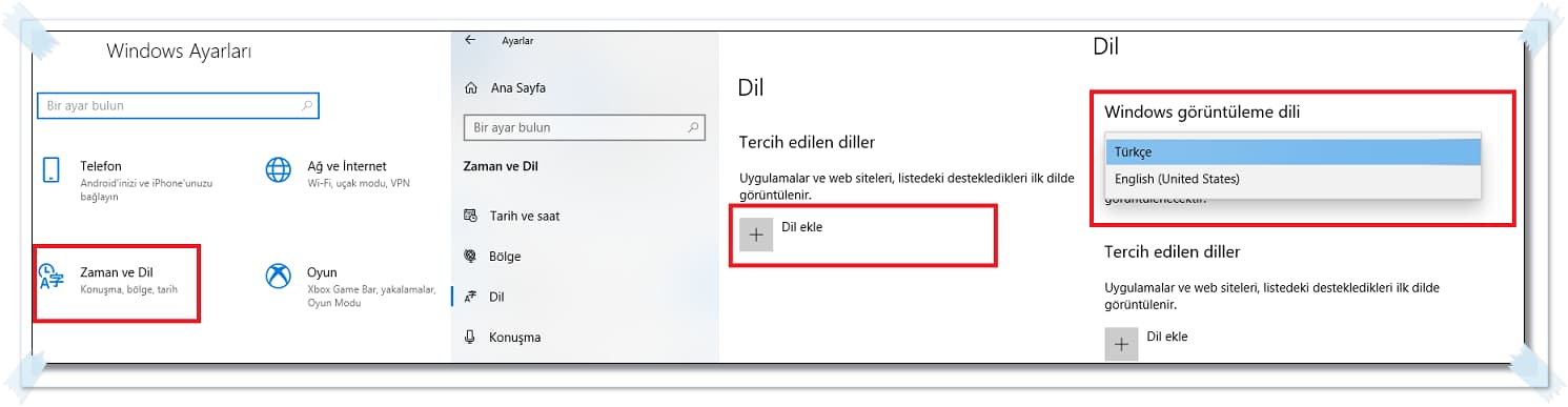 Windows 10 Dilini Türkçe Yapma (Windows 10 Türkçe Dil Paketi Yükleme)
