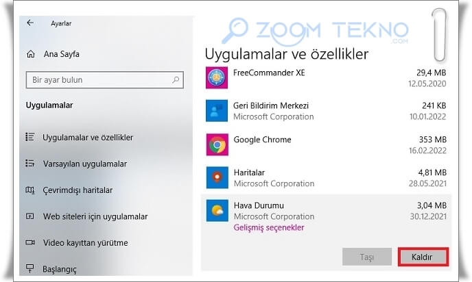 Windows ile Gelen Uygulamalar Nasıl Kaldırılır?