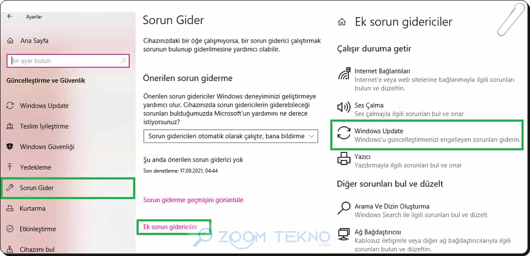 Windows Update Sorun Giderici Çalışmıyor