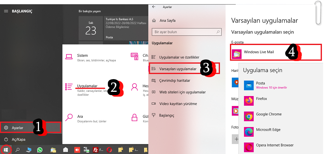 Windows Varsayılan E-posta Uygulamasını Değiştirme