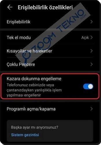 Yanlışlıkla Dokunma Koruması Nasıl Kapatılır?