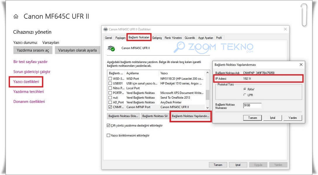 Yazıcının IP Adresi Nerede Yazar?