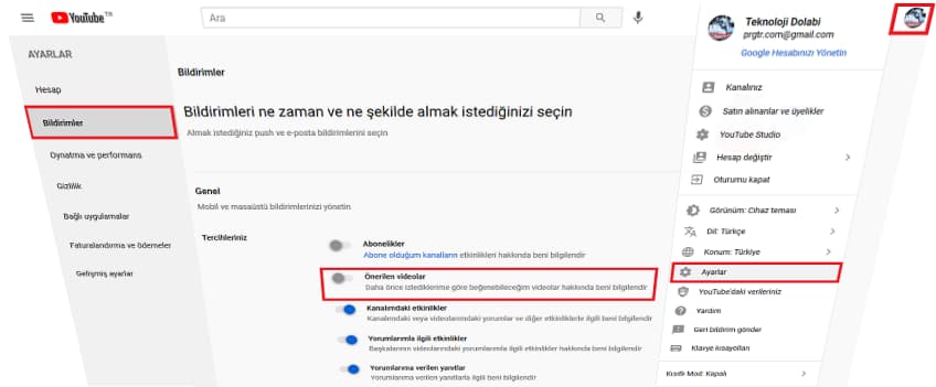 youtube onerileri kapatma 1