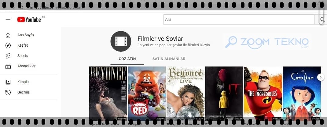 YouTube film kiralama, YouTube dizi kiralama, YouTube film satın alma, YouTube dizi satın alma