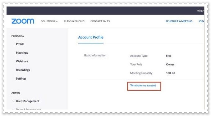 zoom hesap silme1